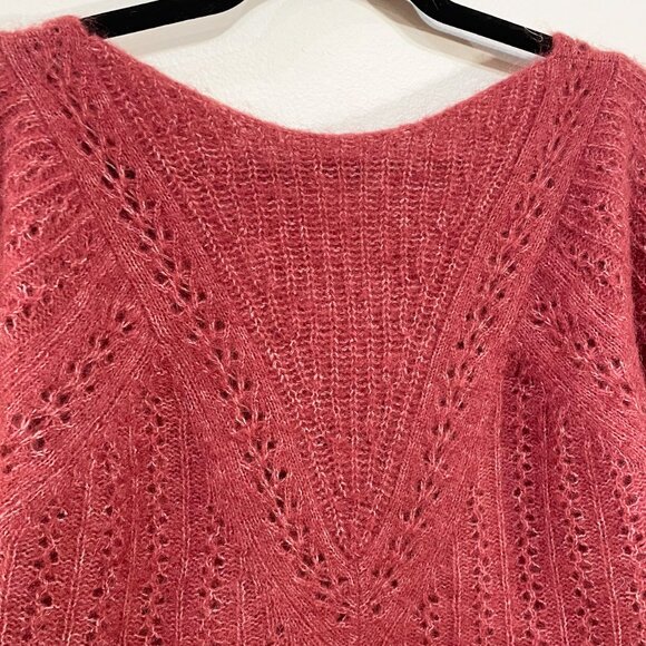 Rare! EUC Sezane Rosa Reversible Mohair Wool Pointelle Sweater Rosewood Small - Picture 6 of 8